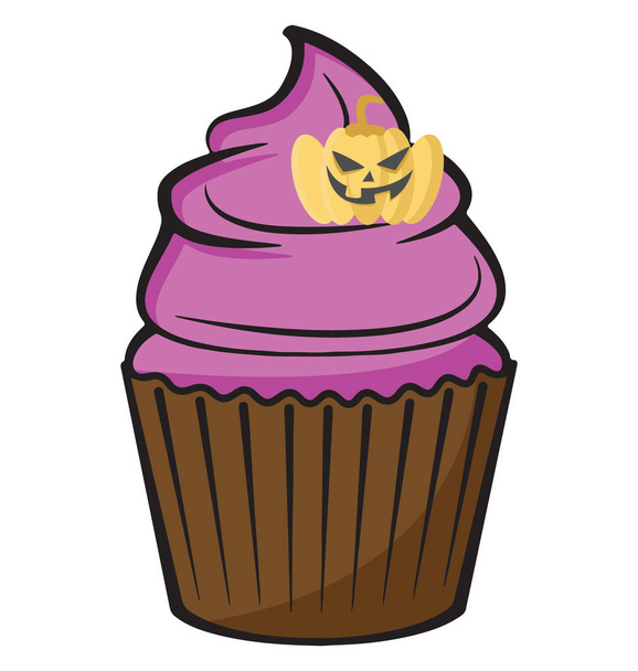 halloween cupcake isoliert farbige Abbildung Symbol besondere Verwendung für halloween - Vektor, Bild