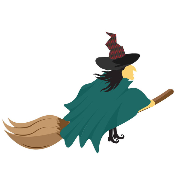 Süpürge izole renk illüstrasyon simge özel kullanım için Halloween cadı - Vektör, Görsel