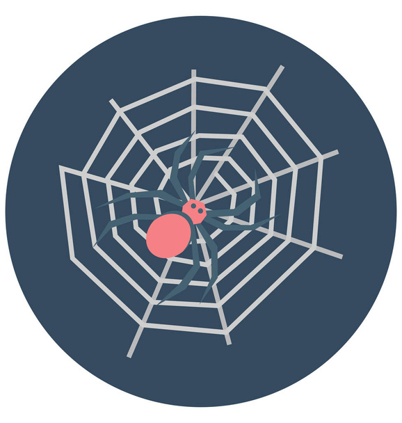Εικονογράφηση απομονωμένες χρώμα Web αράχνη εικονίδιο ειδική χρήση για τις Απόκριες - Διάνυσμα, εικόνα
