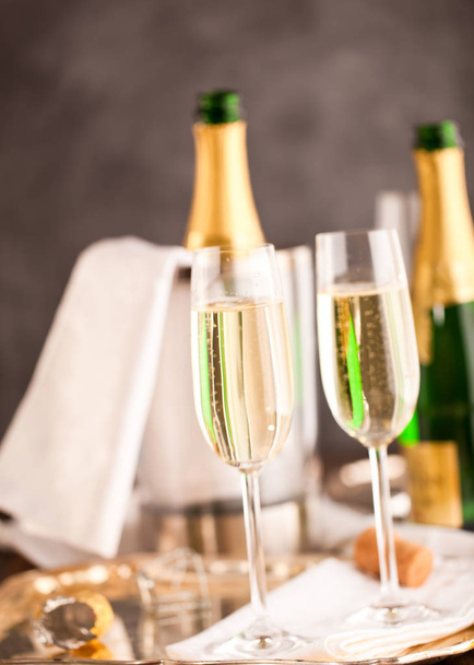 champagne glasses and bottle  - Photo, image