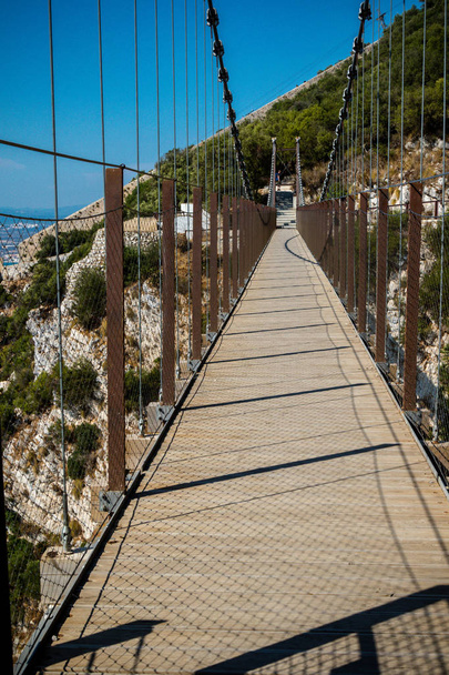 Gibraltar, United Kingdom, 1st October 2018:- The Windsor Suspension bridge on the Rock of Gibraltar. Gibraltar is a British Overseas Territory located on the southern tip of Spain. - Φωτογραφία, εικόνα