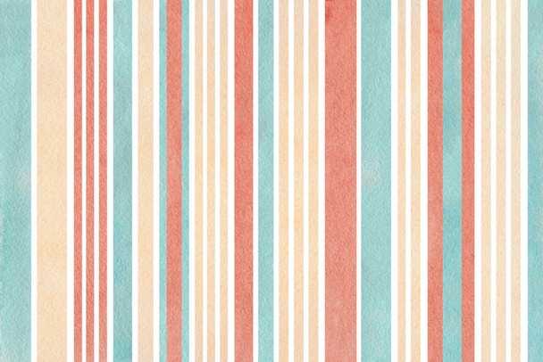 Watercolor blue, beige and pink striped background. - Photo, Image