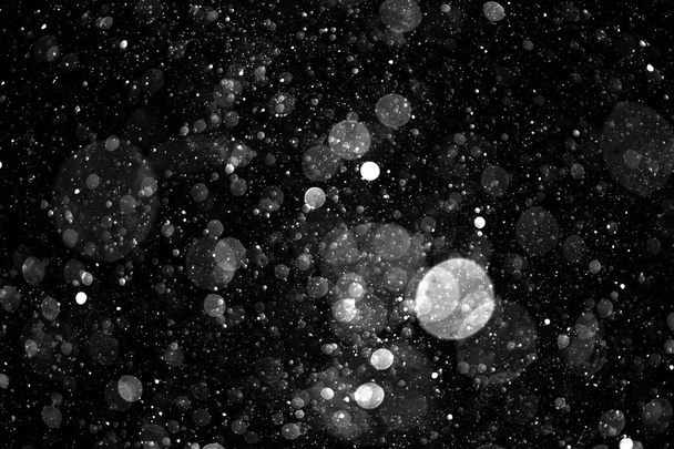 Falling snow on black background. - Foto, imagen