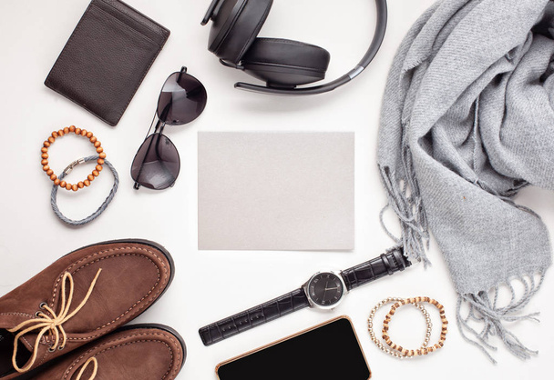 Flat lay of male accessories, gift ideas - Photo, Image