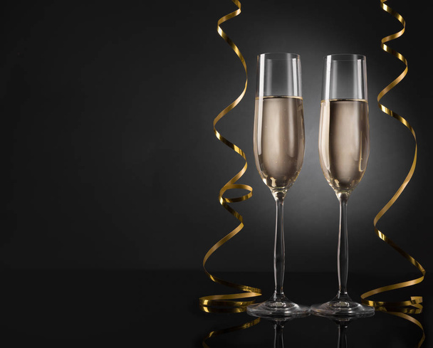 New year background with champagne flutes - Photo, Image