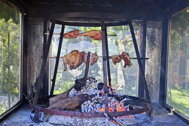 Greece, Crete, lamb on open fire, a traditional kind of food cooking - Photo, Image
