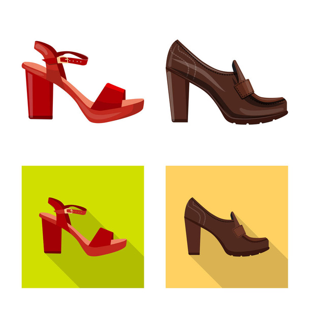 Vector design of footwear and woman icon. Collection of footwear and foot stock vector illustration. - Вектор,изображение