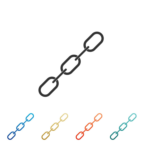 Ikona spojení řetězu izolovaných na bílém pozadí. Link single. Nastavte prvky v barevné ikony. Plochý design. Vektorové ilustrace - Vektor, obrázek
