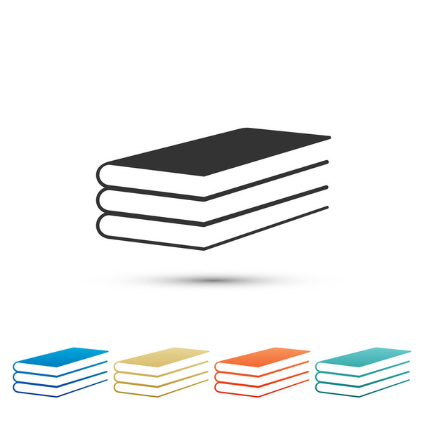 Bücher Icon isoliert auf weißem Hintergrund. Elemente in farbigen Symbolen setzen. flache Bauweise. Vektorillustration - Vektor, Bild