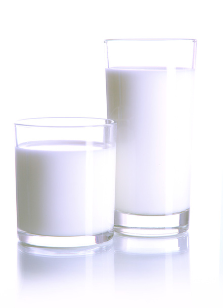Two glass of milk isolated on white - Photo, image