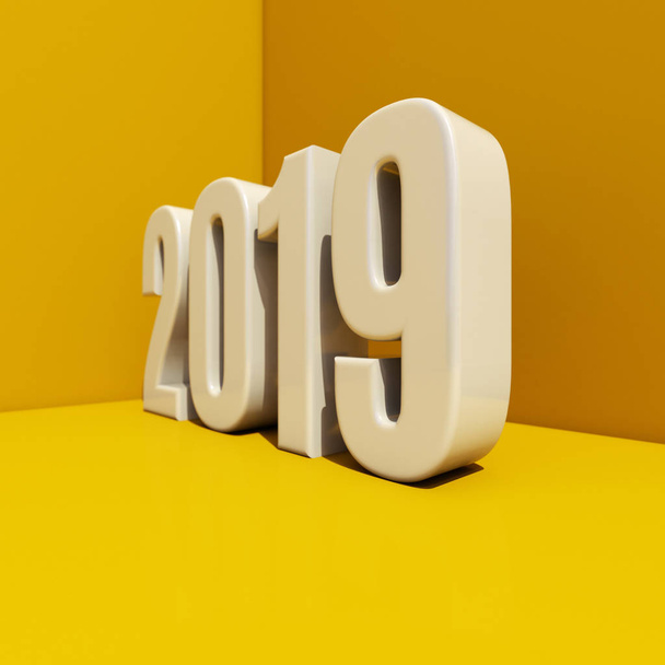 New Year Red 2019 Creative Design Concept 3D Rendered Image - 写真・画像