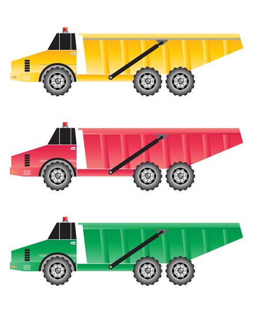 6 büyük tekerlek damperli kamyon vektörünü ayarla - Vektör, Görsel