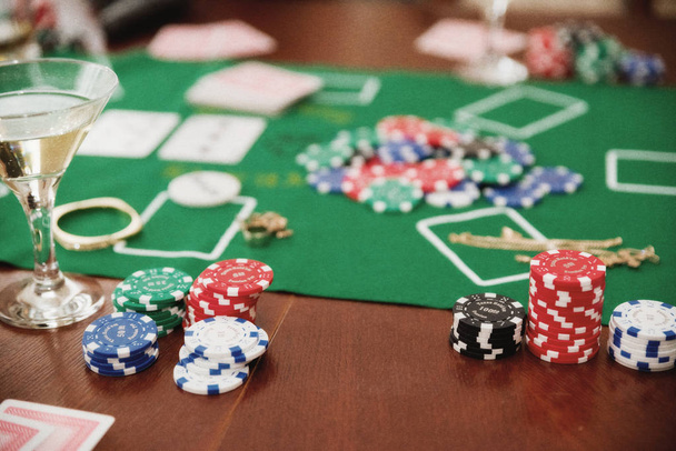 Playing chips on game table (ancient version) - Photo, image