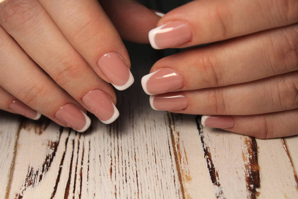 Manicure design nails varnish changes color. - Photo, Image