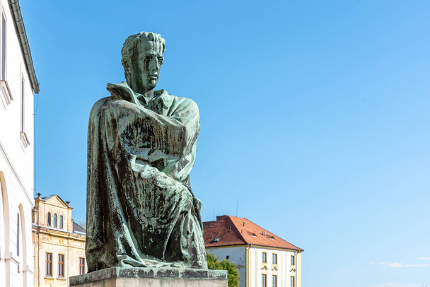 LITOMERICE, CZECH REPUBLIC - SEPTEMBER 23, 2018: Statue of poet Karel Hynek Macha in Litomerice, Czech Republic - 写真・画像