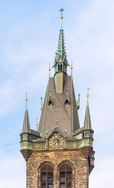 Detailed view of St Henry Tower, Czech: Jindrisska Vez. The highest belfry in Prague, Czech Republic - 写真・画像