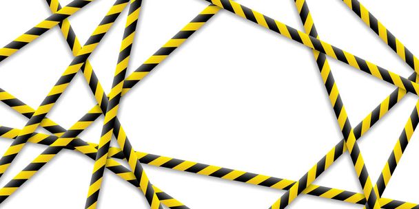 Caution tape, police line and danger tapes are crossed, all sealed, do not pass, do not cross. Vector illustration on isolated background. - Vector, Image