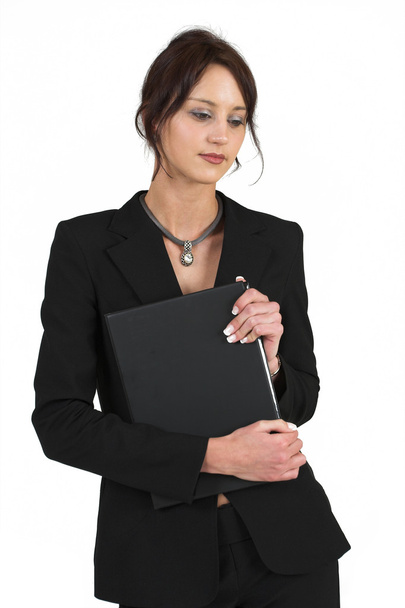 Business woman with black file - Foto, afbeelding