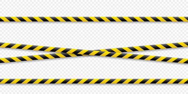 Figyelem vonalak. Vigyázat, veszélyes az egészségre. Figyelmeztetés barikád szalag, sárga-fekete, egy elszigetelt háttér. Vektoros illusztráció. - Vektor, kép