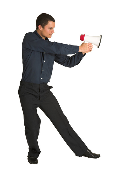 Businessman with a megaphone - Фото, зображення