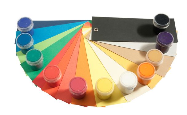 Paints and colored papers - Photo, Image