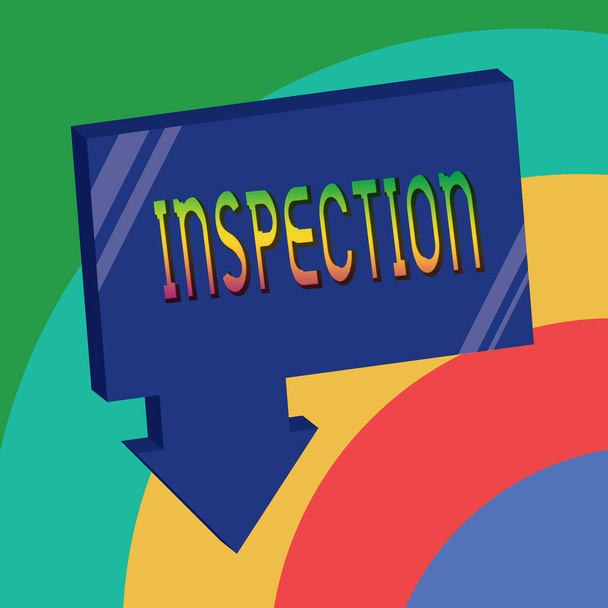Text znamení ukazující inspekce. Konceptuální fotografie pečlivé vyšetření nebo kontrola šetření přezkum hodnocení - Fotografie, Obrázek