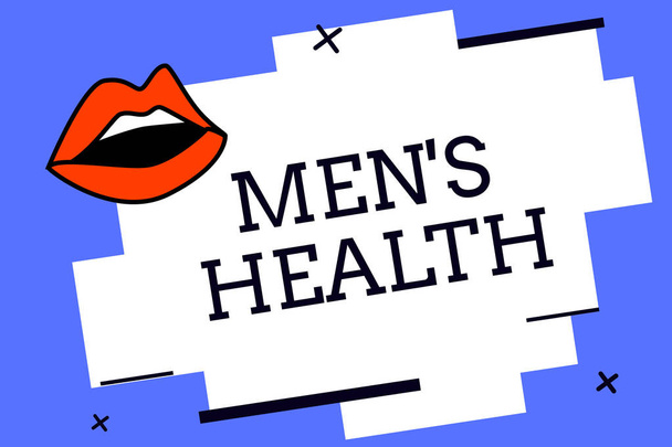 Writing note showing Men s is Health. Business photo showcasing State of complete physical and mental wellbeing of men - Photo, Image