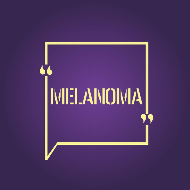 Szöveg jel mutatja a Melanoma. Fogalmi fénykép egy rosszindulatú daganat kapcsolódó bőrrák jóindulatú anyajegyek - Fotó, kép