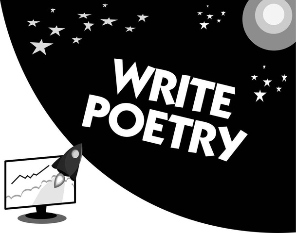 Word metin yazma şiir yazmak. Edebiyat roanalysistic melankolik fikirler kafiye ile yazmak için iş kavramı - Fotoğraf, Görsel