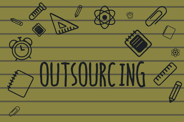Signo de texto que muestra Outsourcing. Fotografía conceptual Obtener bienes o servicios por contrato de un proveedor externo
 - Foto, Imagen