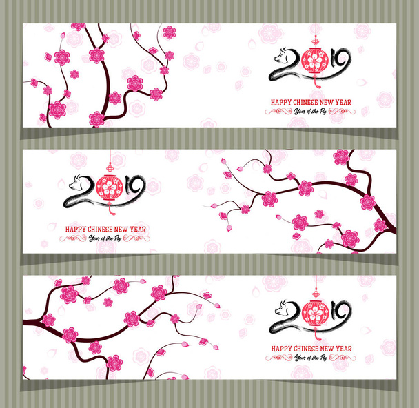 Imposta banner per il capodanno cinese del maiale 2019
 - Vettoriali, immagini