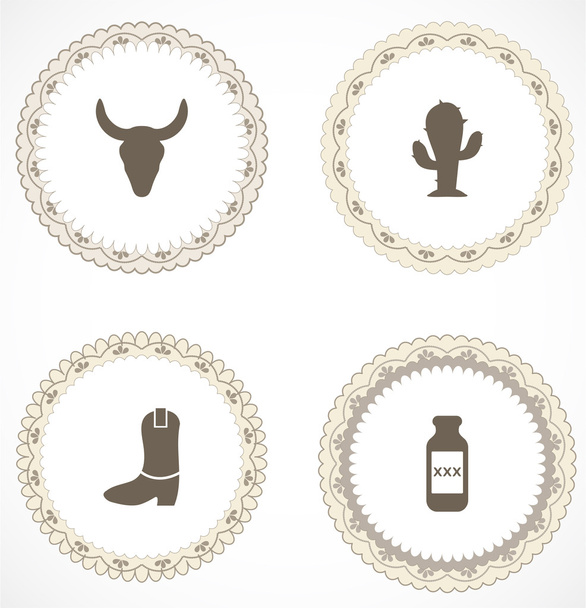 Vintage labels with icons - Vector, Image