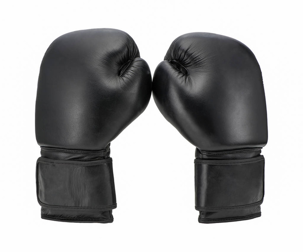 schwarze Boxhandschuhe isoliert auf weißem Hintergrund. Sportbekleidung - Foto, Bild