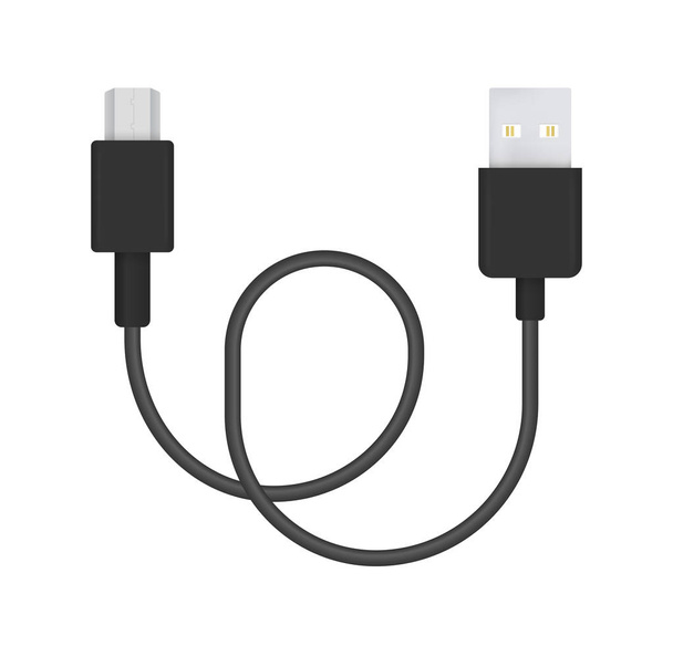 L'illustration vectorielle réaliste du câble micro-USB vers USB 2.0. Connecteur ou fiche pour connecter et recharger les téléphones, appareils mobiles, ordinateurs, téléviseurs, tablettes et consoles de jeux
. - Vecteur, image