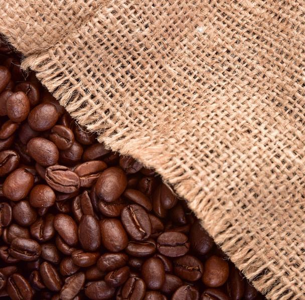 діагональне мішковина і кавові зерна
 - Фото, зображення