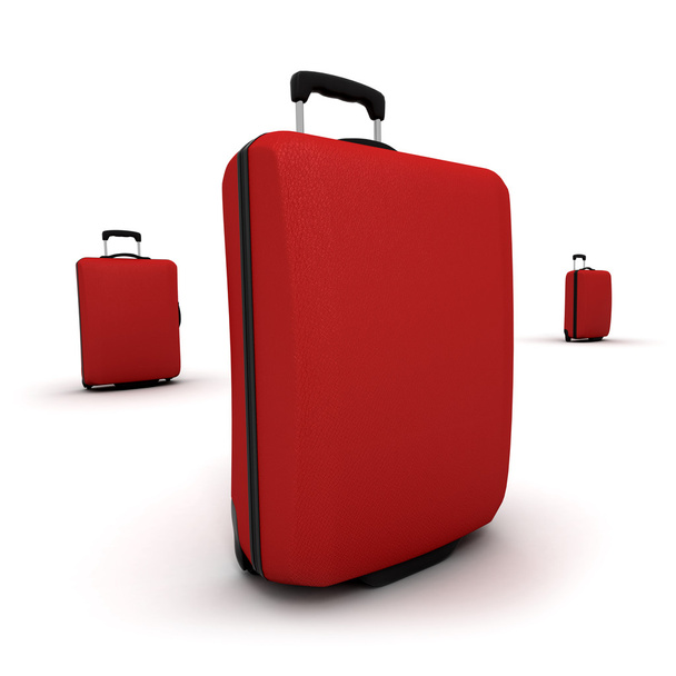 Trio of Red Trolley suitcases - Φωτογραφία, εικόνα