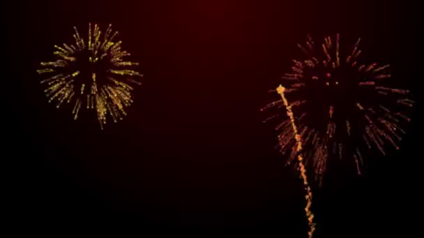 firework bursts over black background animation orange tint - Footage, Video