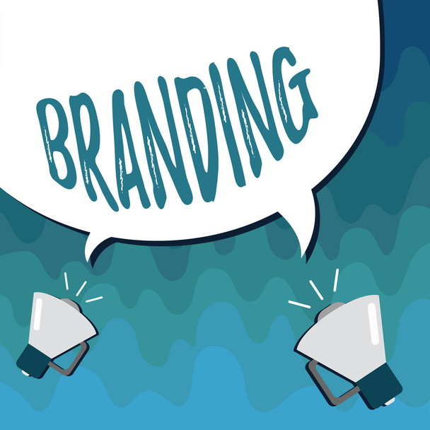 手書き文字ブランド。概念の何かビジネス マーケティング戦略に割り当てるブランド名の意味 - 写真・画像