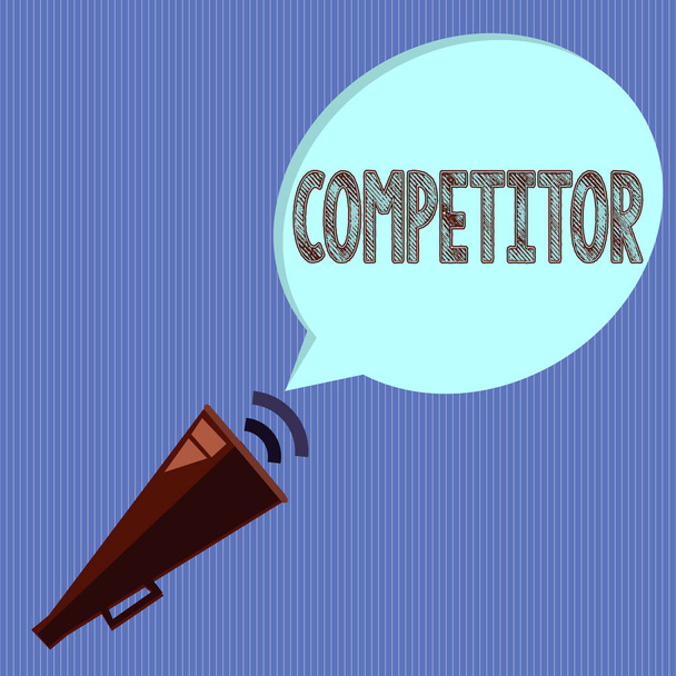 競合他社のテキストの書き込みを単語します。コンテストの商業的競争のスポーツに加わる人のためのビジネス コンセプト - 写真・画像