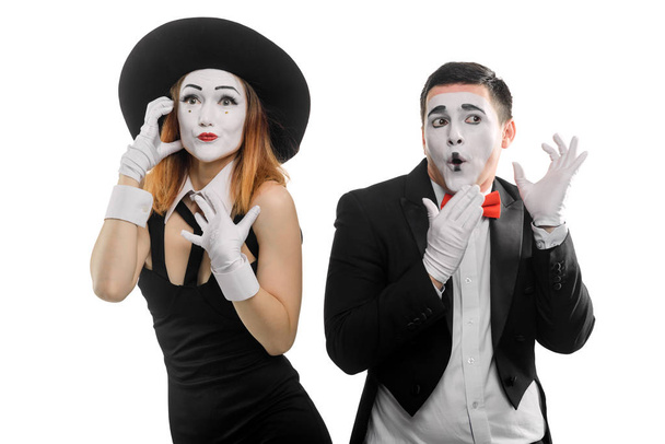 Phone conversation between two mimes - Photo, image