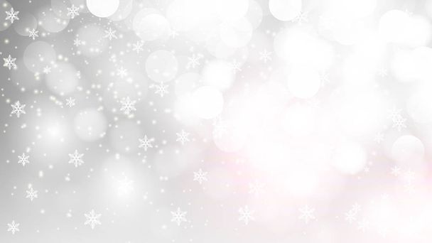 Серебряный боке фон с падающими снежинками, векторная художественная иллюстрация
. - Вектор,изображение