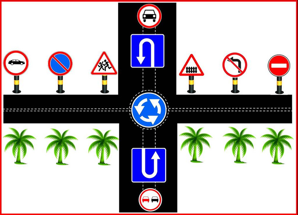 Σήματα οδικής κυκλοφορίας. Εικονογράφηση, φόντο - Φωτογραφία, εικόνα