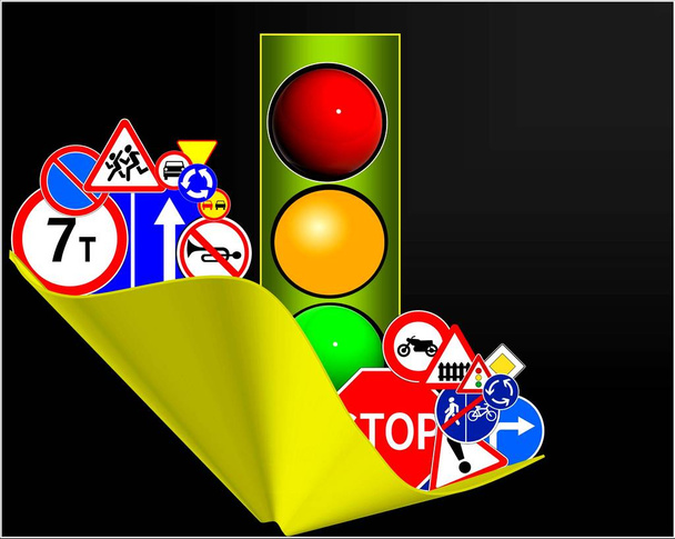 Señales de tráfico. Ilustración, fondo
 - Foto, Imagen