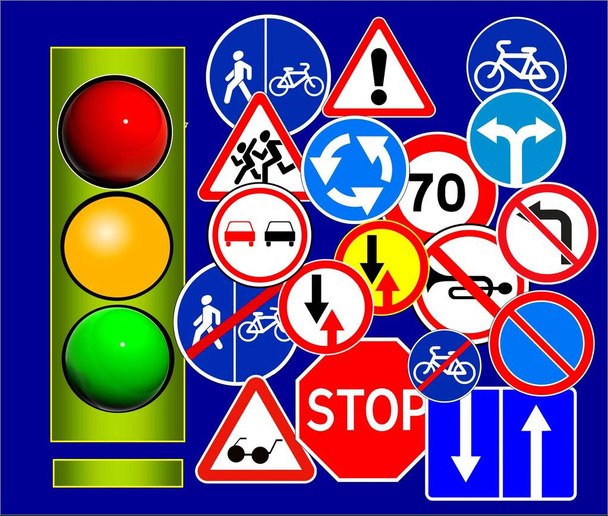 Дорожные знаки. Иллюстрация, фон
 - Фото, изображение