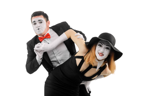 Portrait of two funny mimes - Фото, зображення