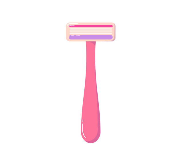 Máquina de afeitar rosa. Navaja aislada. Objeto para el cuidado corporal y la depilación
 - Vector, Imagen