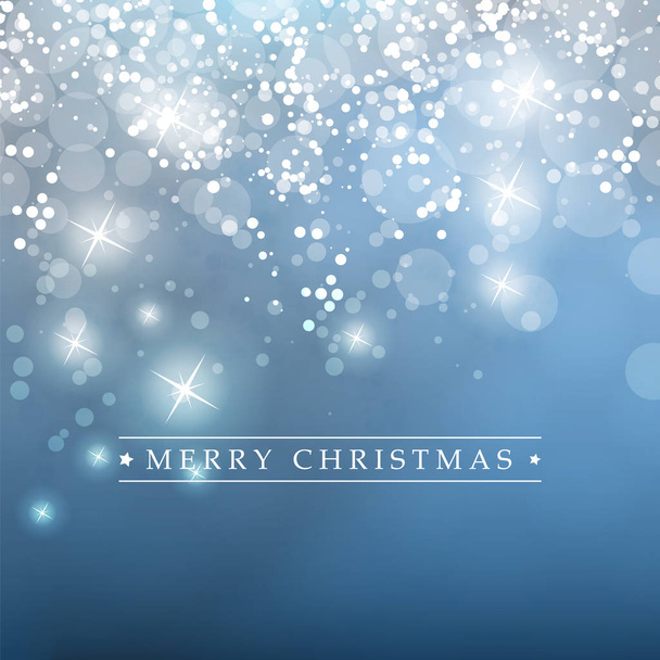 Vacaciones felices coloridas, tarjeta de felicitación de la Feliz Navidad con la etiqueta en un fondo borroso brillante - Vector, Imagen