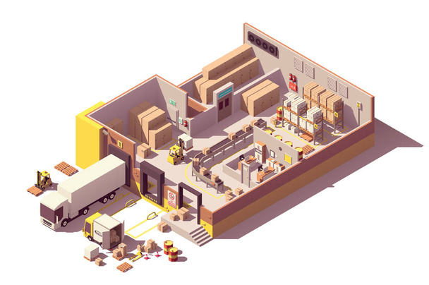 Vector isometric low poly warehouse cross-section - Vector, Image