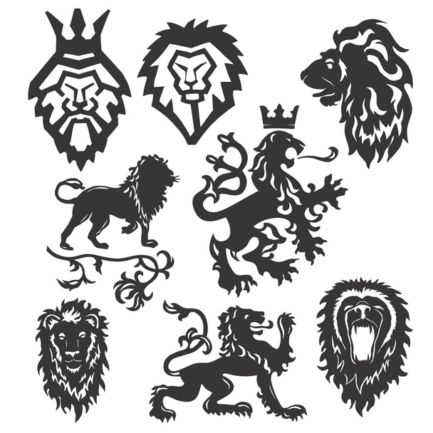 stylized heraldic lions - Vector, Image
