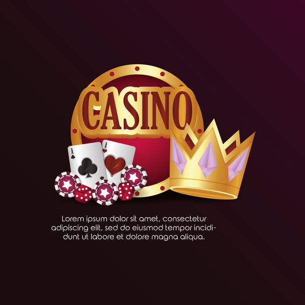 покер казино круглые карты знаков и корона
 - Вектор,изображение